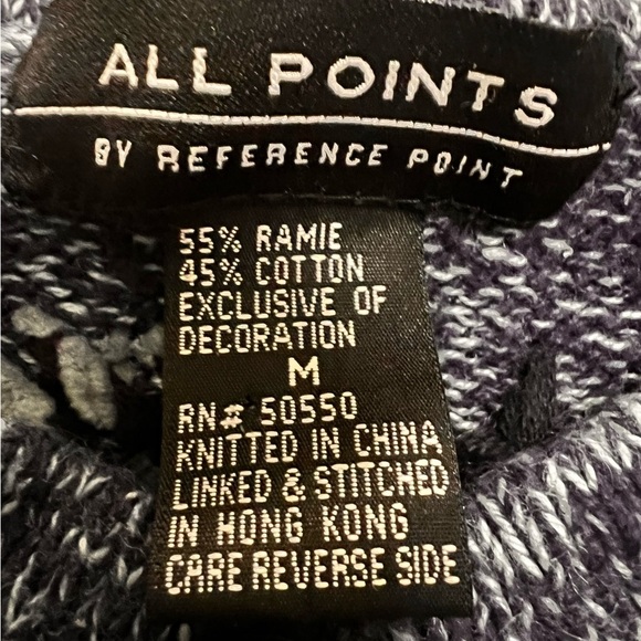 All Points Women’s Blue Knit Embellished Floral Button Front Cardigan   Size M. - Picture 8 of 8